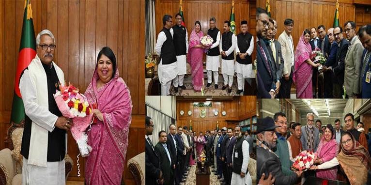 পুনঃনির্বাচিত হওয়ায় স্পীকারকে ফুলেল শুভেচ্ছা