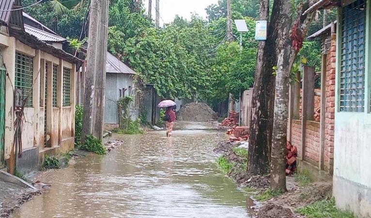সরিষাবাড়ীতে রাস্তায় খানাখন্দ-জলাবদ্ধতা পৌরবাসীর ভোগান্তি চরমে