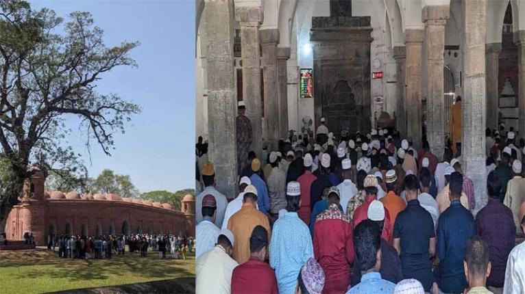 রমজানের প্রথম জুমায় ষাটগম্বুজ মসজিদে মুসল্লিদের ঢল