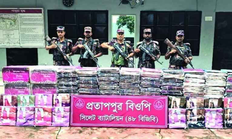 সিলেট সীমান্তে প্রায় কো‌টি টাকার ভারতীয় পণ্য জব্দ