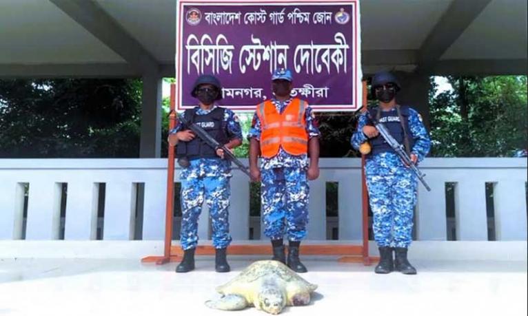 চুনকুড়ি নদী থেকে আহত কচ্ছপ উদ্ধার