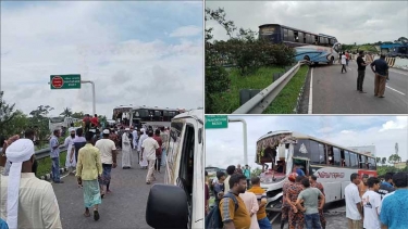 ঢাকা-ভাঙ্গা এক্সপ্রেসওয়েতে ৪ বাসের সংঘর্ষ, আহত ২৫