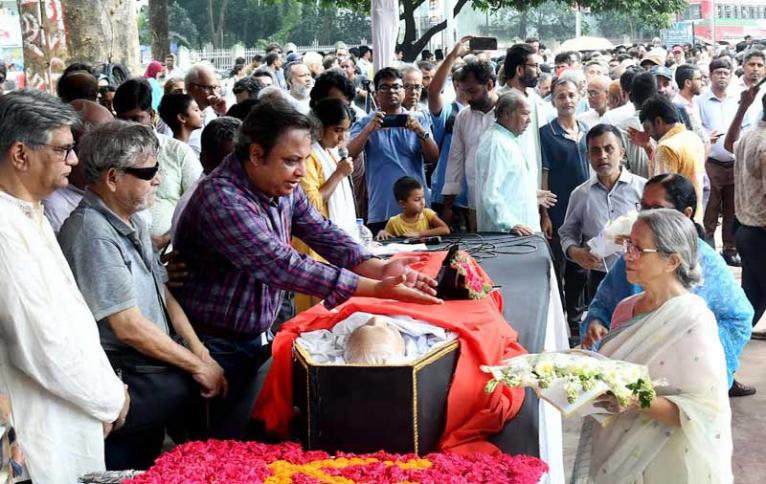 শহীদ মিনারে বদরুদ্দীন উমরকে সর্বস্তরের জনগণের শেষ শ্রদ্ধা