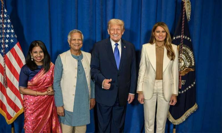 মার্কিন প্রেসিডেন্টের সংবর্ধনা অনুষ্ঠানে প্রধান উপদেষ্টা ও তাঁর কন্যার যোগদান