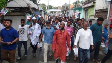 মাসুদুজ্জামানের পক্ষে মদনগঞ্জে ৩১ দফা কর্মসূচি প্রচারে গণসংযোগ