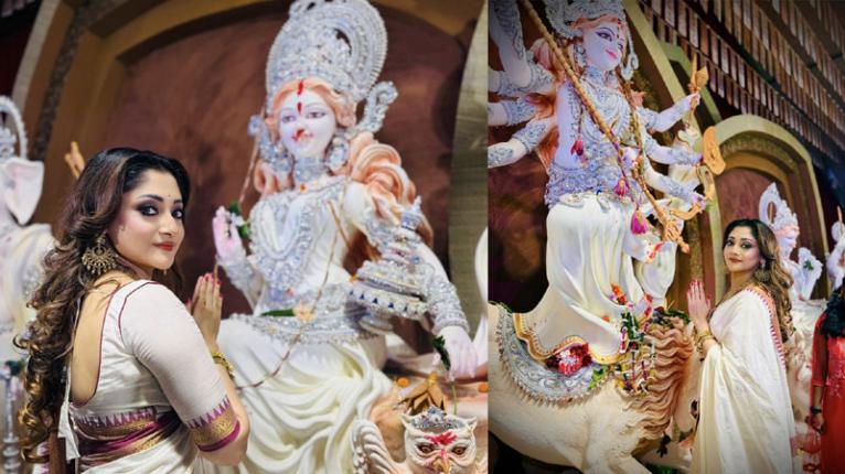 বিজয়া দশমীতে মণ্ডপে পূজা চেরি
