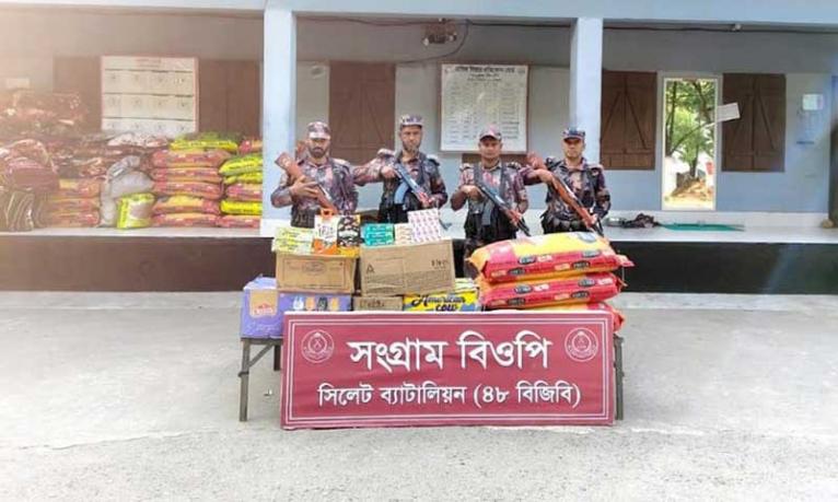 সিলেটে বিপুল পরিমাণ চোরাচালান পণ্য জব্দ