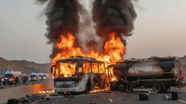 সৌদিতে বাস-ট্যাংকারের ভয়াবহ সংঘর্ষে, ৪২ ভারতীয় ওমরাহযাত্রী নিহত