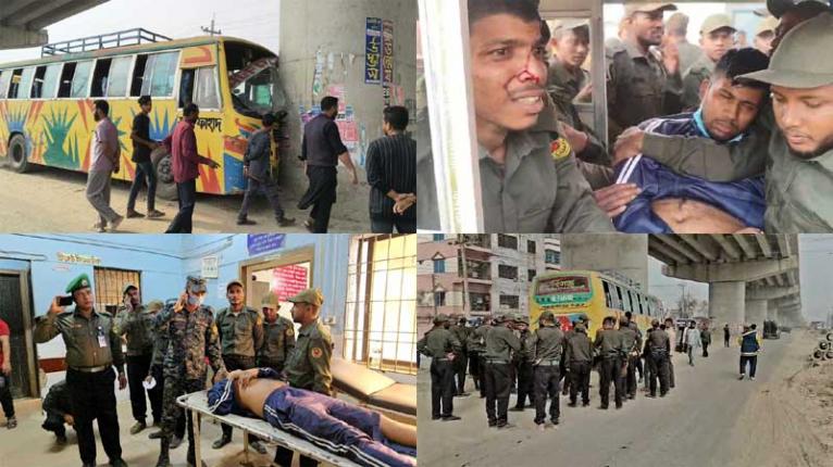 ফায়ারিং প্রশিক্ষণ শেষে ফেরার পথে বাস দুর্ঘটনা, ১২ আনসার সদস্য আহত