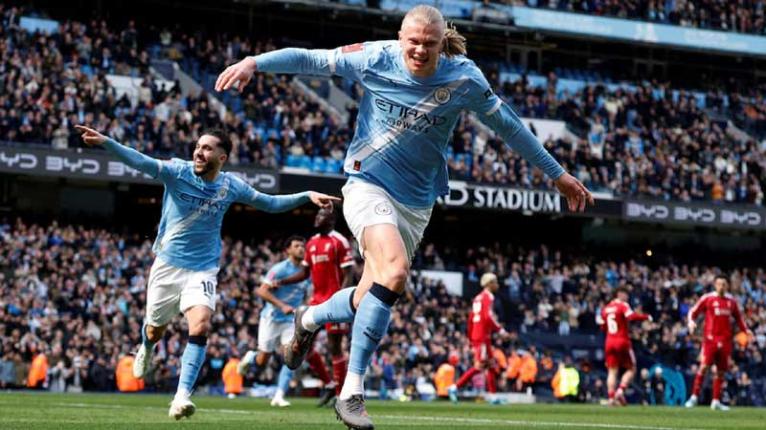 হল্যান্ডের হ্যাটট্রিকে লিভারপুলকে উড়িয়ে এফএ কাপের সেমিতে ম্যানসিটি