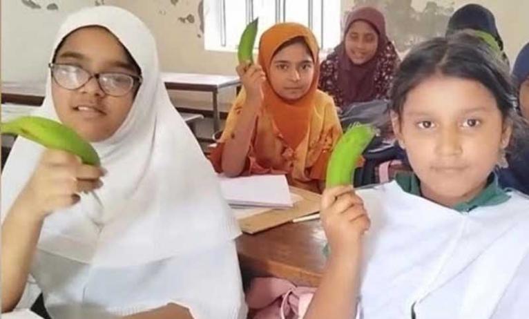 ফরিদপুরে প্রাথমিক বিদ্যালয়ে মিড-ডে মিল কর্মসূচিতে কাঁচা কলা বিতরণ, শিক্ষিকা বরখাস্ত