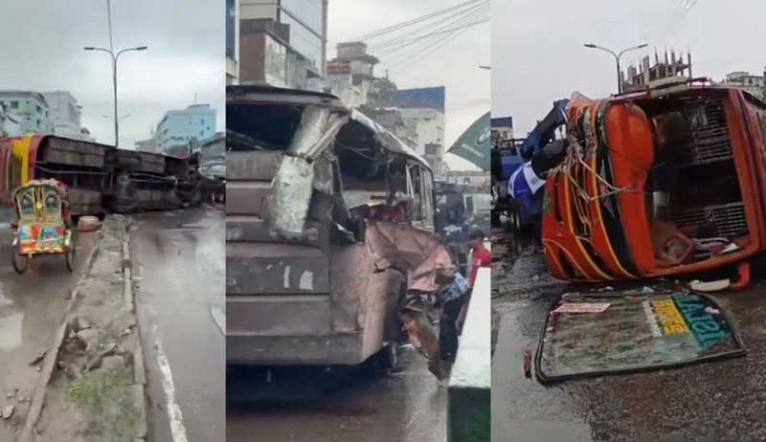 রাজধানীতে দুই বাসের সংঘর্ষ, নিহতের সংখ্যা বেড়ে ৪