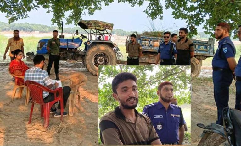 মধুখালী কামারখালীতে মধুমতি নদীর পাড়ে অবৈধ মাটি কাটায় যুবকের জেল ও জরিমানা