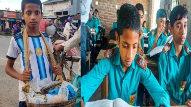 বাবার মৃত্যুতে থমকে গেছে স্বপ্ন,বাদাম বেচে পড়াশোনা চালাচ্ছে মাদারীপুরের মেধাবী ছাত্র রবিউল