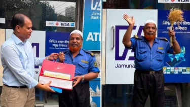 সড়কের পাশে ধানের শীষ নিয়ে দাঁড়িয়ে থাকা গার্ডকে উপহার পাঠালেন প্রধানমন্ত্রী