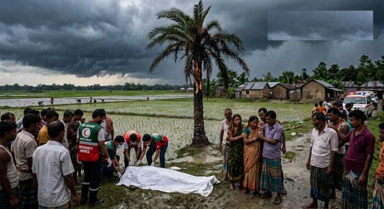 পাট নিয়ে বাড়ি ফেরার পথেই বজ্রপাতে প্রাণ হারাল মিরাজ