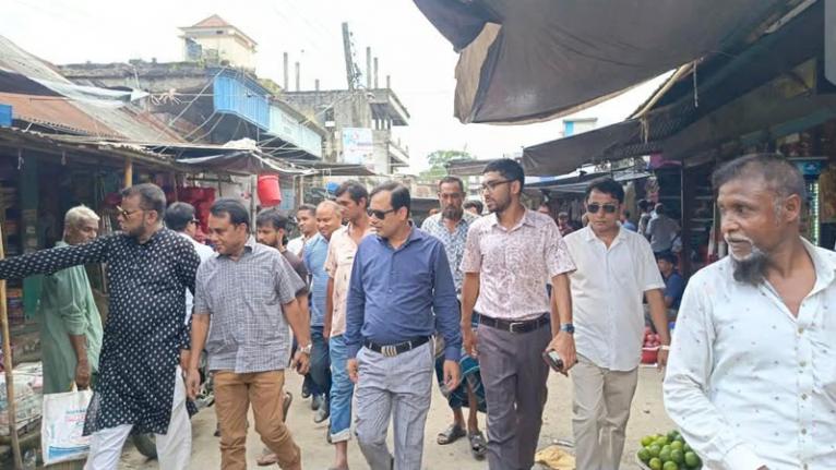 মধুখালী বাজার পরিদর্শনে নবাগত ইউএনও, অবৈধ স্থাপনা উচ্ছেদের ঘোষণা
