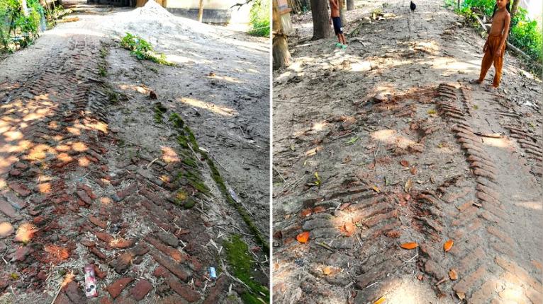 বোয়ালমারীতে ইটের রাস্তায় সাড়ে তিন দশকে সংস্কারের ছুৃয়া লাগেনি শত শত শিশু শিক্ষার্থীদের যাতায়াতে চরম ভোগান্তি
