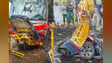 নারায়ণগঞ্জে বাসের চাপায় অটোরিকশাচালক নিহত, আহত ৩